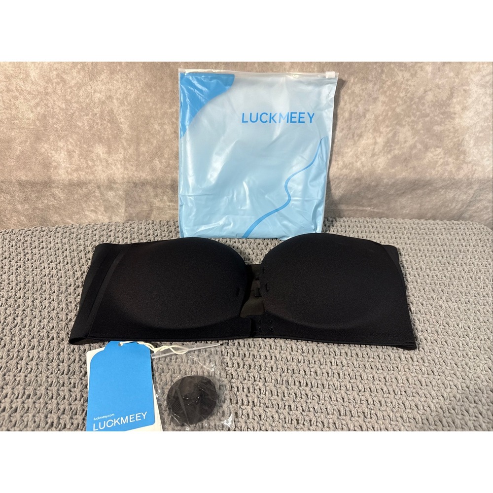 Luckmeey Viral Black Strapless Bandeau Bra Multi-Way Seamless 38D 38DD 38F NWT